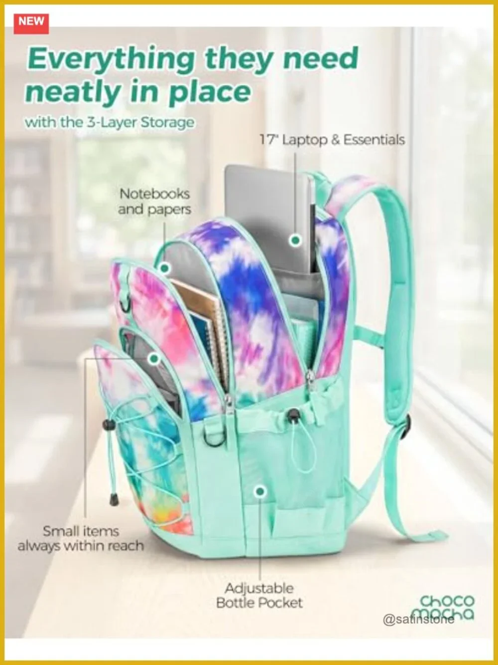 Girls Backpack with Lunch Box Set 18 inch 3 Piece School Bag